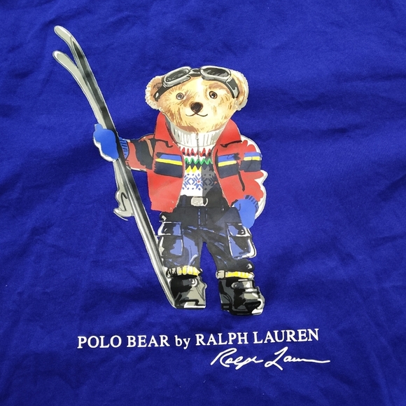 Polo Ralph Lauren Boys XL (18–20) Skiing Polo Bear Long Sleeve Tee Blue NWOT New - Picture 4 of 9